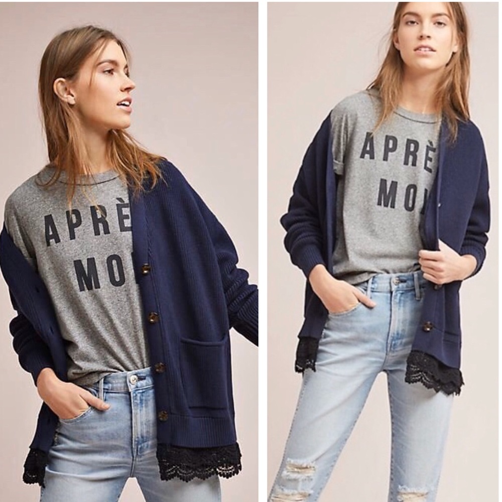 LILI’S CLOSET (Anthro) • Dalton Lace Trim Cardigan
